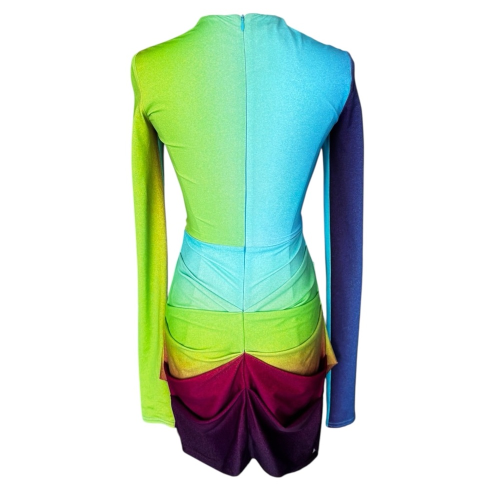 Alex Perry Halton Twist-Front Jersey Mini Dress in Gradient Multicolor US:4 AU:8 - Picture 8 of 12